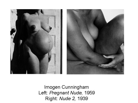 Imogen Cunningham Left: Pregnant Nude, 1959 R