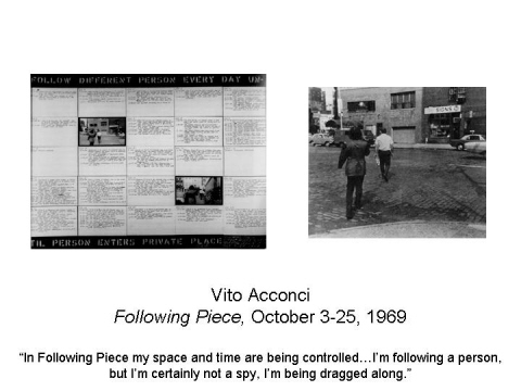 Vito Acconci Following Piece, October 3-25, 1